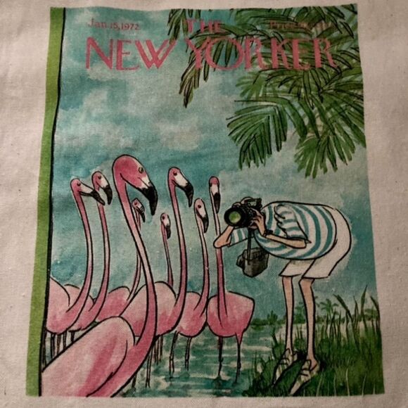 New Yorker Magazine 1972 Flamingos Tote - Picture 3 of 4